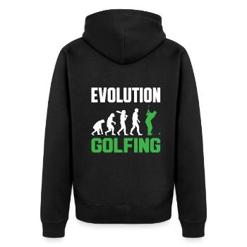 Évolution du golf du singe au golf masculin - Veste à capuche bio Premium Unisexe - noir - Dos - Nico (187cm)