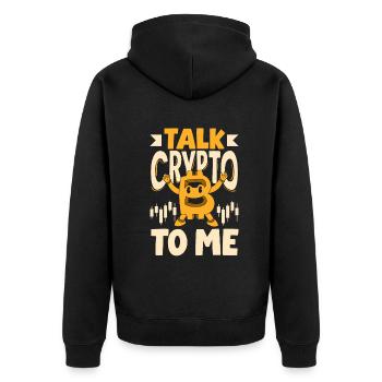 Parlez-moi Crypto Extraction de crypto-monnaie BTC - Veste à capuche bio Premium Unisexe - noir - Dos - Nico (187cm)