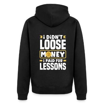I Paid For Lessons Cryptocurrency Trading BTC - Unisex Premium Bio Zip Hoodie - Schwarz - Hinten - Nico (187cm)