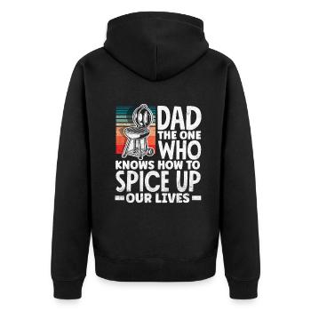 Dad Who Knows How To Spice Up Our Lives Father's - Unisex Premium Organic Zip Hoodie - black - Back - Nico (187cm)