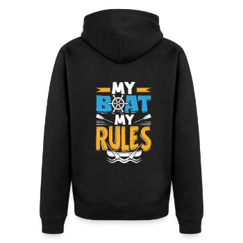 My Boat My Rules for a Seaman Sailor Maritime - Unisex Premium Bio Zip Hoodie - Schwarz - Hinten - Nico (187cm)