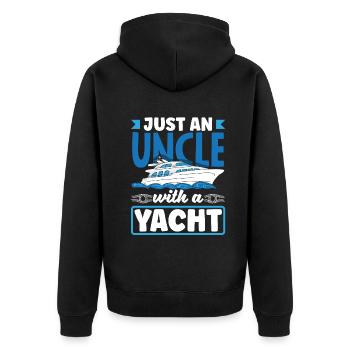 Just An Uncle With A Yacht for a Seaman Sailor - Unisex Premium Bio Zip Hoodie - Schwarz - Hinten - Nico (187cm)