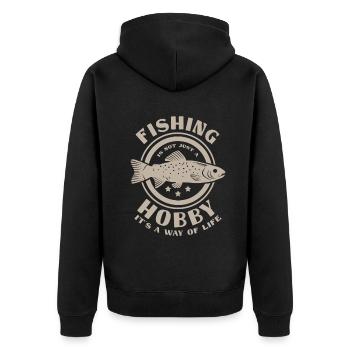 Fishing Is Not Just A Hobby Father's Day Fishing - Unisex Premium Bio Zip Hoodie - Schwarz - Hinten - Nico (187cm)
