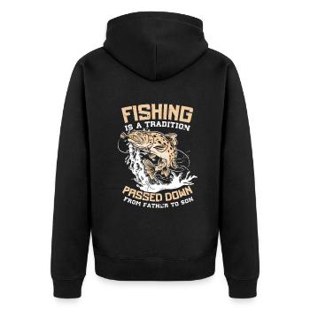 Fishing Dad Father and Son Ocean Father's Day - Unisex Premium Bio Zip Hoodie - Schwarz - Hinten - Nico (187cm)