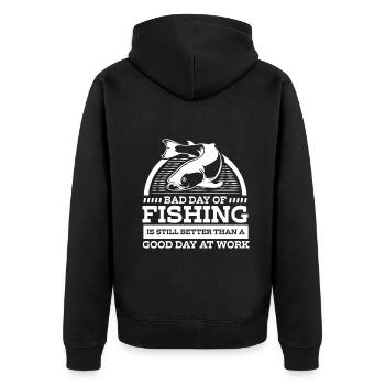 A Bad Day Of Fishing Better Work Father's Day - Unisex Premium Bio Zip Hoodie - Schwarz - Hinten - Nico (187cm)