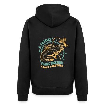 A Family That Fishes Together Stays Together - Unisex Premium Bio Zip Hoodie - Schwarz - Hinten - Nico (187cm)
