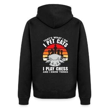 Thats What I Do Pet Cats Play Chess and Know - Unisex Premium Organic Zip Hoodie - black - Back - Nico (187cm)