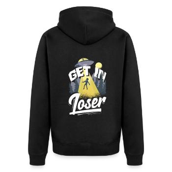 Get In Loser Science Fiction Alien - Unisex Premium Organic Zip Hoodie - black - Back - Nico (187cm)