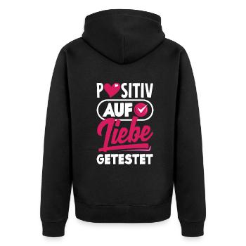 Tested positive for love engagement wedding anniversary - Unisex Premium Organic Zip Hoodie - black - Back - Nico (187cm)