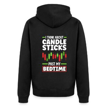 I Think About Candlesticks Past My Bedtime - Unisex Premium Organic Zip Hoodie - black - Back - Nico (187cm)