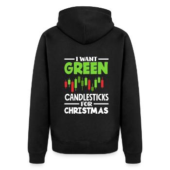 Je veux des chandeliers verts pour l’investisseur de Noël - Veste à capuche bio Premium Unisexe - noir - Dos - Nico (187cm)