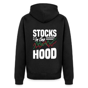 Stocks In The Hood Trading Day Investor Day - Unisex Premium Organic Zip Hoodie - black - Back - Nico (187cm)