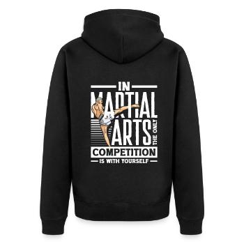 Dans la compétition d’arts martiaux est avec vous-même Jiu - Veste à capuche bio Premium Unisexe - noir - Dos - Nico (187cm)