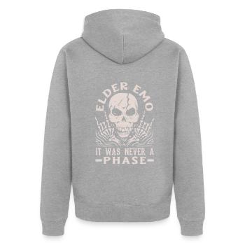 Elder Emo It Was Never A Phase Gothic Skeleton - Unisex Premium Bio Zip Hoodie - Grau meliert - Hinten - Nico (187cm)