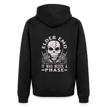 Elder Emo It Was Never A Phase Gothic Skeleton - Unisex Premium Bio Zip Hoodie - Schwarz - Hinten - Nico (187cm)