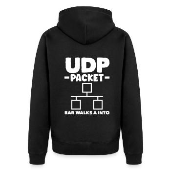 La barre de paquets UDP entre A dans l’administrateur réseau - Veste à capuche bio Premium Unisexe - noir - Dos - Nico (187cm)