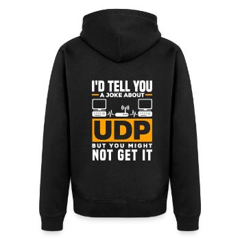Une blague sur UDP mais vous pourriez ne pas l’obtenir réseau - Veste à capuche bio Premium Unisexe - noir - Dos - Nico (187cm)