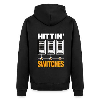 Hittin' Switches Network Admin - Unisex Premium Organic Zip Hoodie - black - Back - Nico (187cm)