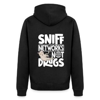 Sniff Networks Not Drugs Network Admin - Unisex Premium Organic Zip Hoodie - black - Back - Nico (187cm)