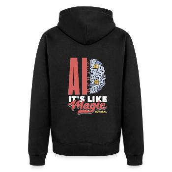 Ai c’est comme de la magie mais de l’informatique réelle - Veste à capuche bio Premium Unisexe - noir - Dos - Nico (187cm)