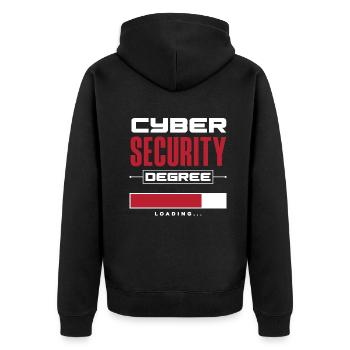 Cyber Security Degree Loading - Unisex Premium Bio Zip Hoodie - Schwarz - Hinten - Nico (187cm)