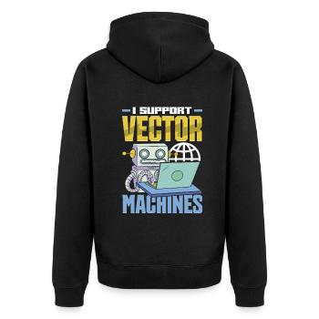 I Support Vector Machines Retro Data Science - Unisex Premium Bio Zip Hoodie - Schwarz - Hinten - Nico (187cm)