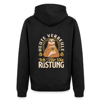 Heute verbeule ich mir die Rüstung Biertrinker & - Unisex Premium Bio Zip Hoodie - Schwarz - Hinten - Nico (187cm)