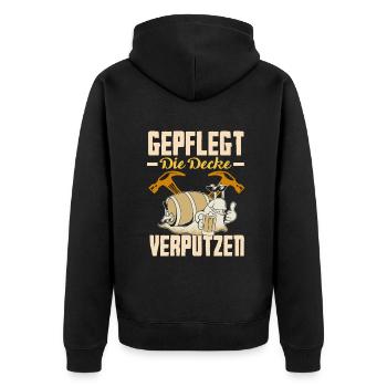 Gepflegt die Decke verputzen Biertrinker & Bier - Unisex Premium Bio Zip Hoodie - Schwarz - Hinten - Nico (187cm)