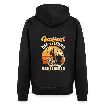Gepflegt die Leitung abklemmen Biertrinker & Bier - Unisex Premium Bio Zip Hoodie - Schwarz - Hinten - Nico (187cm)