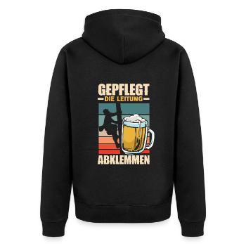 Gepflegt die Leitung abklemmen Biertrinker & Bier - Unisex Premium Bio Zip Hoodie - Schwarz - Hinten - Nico (187cm)