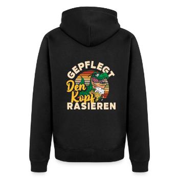 Geplegt den Kopf rasieren Biertrinker & Bier - Unisex Premium Bio Zip Hoodie - Schwarz - Hinten - Nico (187cm)