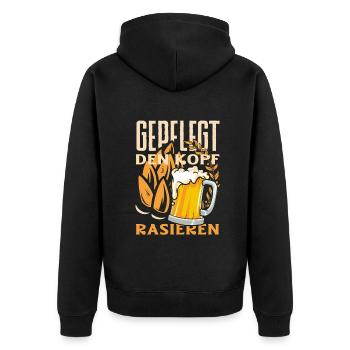 Geplegt den Kopf rasieren Biertrinker & Bier - Unisex Premium Bio Zip Hoodie - Schwarz - Hinten - Nico (187cm)