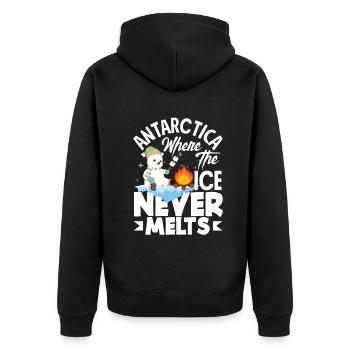 Antarctica where the ice never melts Expedition - Unisex Premium Bio Zip Hoodie - Schwarz - Hinten - Nico (187cm)
