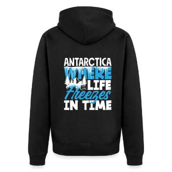 Antarctica where life freezes in time Expedition - Unisex Premium Organic Zip Hoodie - black - Back - Nico (187cm)