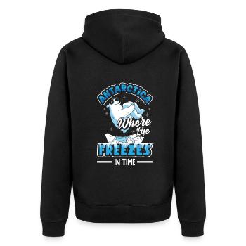 Antarctica where life freezes in time Expedition - Unisex Premium Organic Zip Hoodie - black - Back - Nico (187cm)