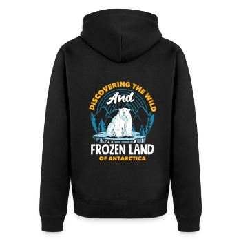 Discovering the wild and frozen land of Antarctica - Unisex Premium Bio Zip Hoodie - Schwarz - Hinten - Nico (187cm)