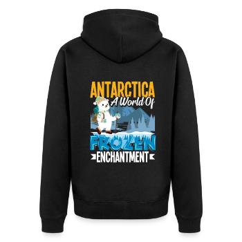 Antarctica a world of frozen enchantment - Unisex Premium Bio Zip Hoodie - Schwarz - Hinten - Nico (187cm)