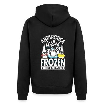 Antarctica a world of frozen enchantment - Unisex Premium Bio Zip Hoodie - Schwarz - Hinten - Nico (187cm)