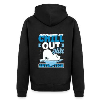 Chill out it's just Antarctica - Unisex Premium Bio Zip Hoodie - Schwarz - Hinten - Nico (187cm)