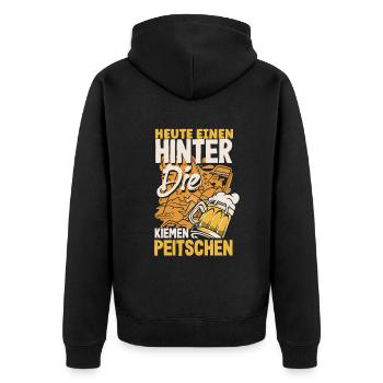 Heute einen hinter die Kiemen peitschen Bier - Unisex Premium Bio Zip Hoodie - Schwarz - Hinten - Nico (187cm)