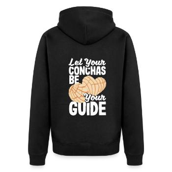 Conchas Design pour un amateur de cuisine mexicaine avec - Veste à capuche bio Premium Unisexe - noir - Dos - Nico (187cm)