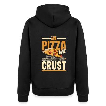 In pizza we crust. - Unisex Premium Organic Zip Hoodie - black - Back - Nico (187cm)