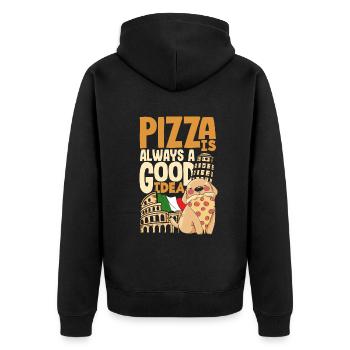 Pizza is always a good idea - Unisex Premium Organic Zip Hoodie - black - Back - Nico (187cm)
