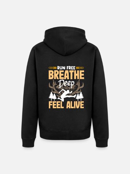 Run free feel alive - Unisex Premium Organic Zip Hoodie - black
