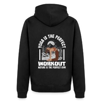 Yoga is the perfect workout, nature is the - Unisex Premium Bio Zip Hoodie - Schwarz - Hinten - Nico (187cm)