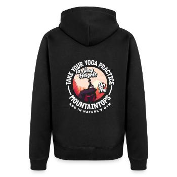 Take your yoga practice to new heights in - Unisex Premium Bio Zip Hoodie - Schwarz - Hinten - Nico (187cm)
