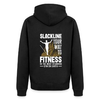Slackline your way to fitness, in the most - Unisex Premium Organic Zip Hoodie - black - Back - Nico (187cm)