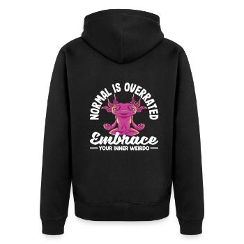 Normal is overrated. Embrace your inner weirdo - Unisex Premium Organic Zip Hoodie - black - Back - Nico (187cm)