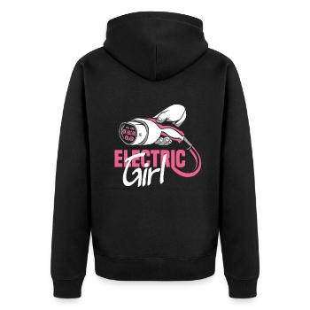 Electric Girl Electric Car Driver E-Car - Unisex Premium Organic Zip Hoodie - black - Back - Nico (187cm)