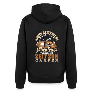 Rente heißt Zeit zum Campen - Unisex Premium Bio Zip Hoodie - Schwarz - Hinten - Nico (187cm)
